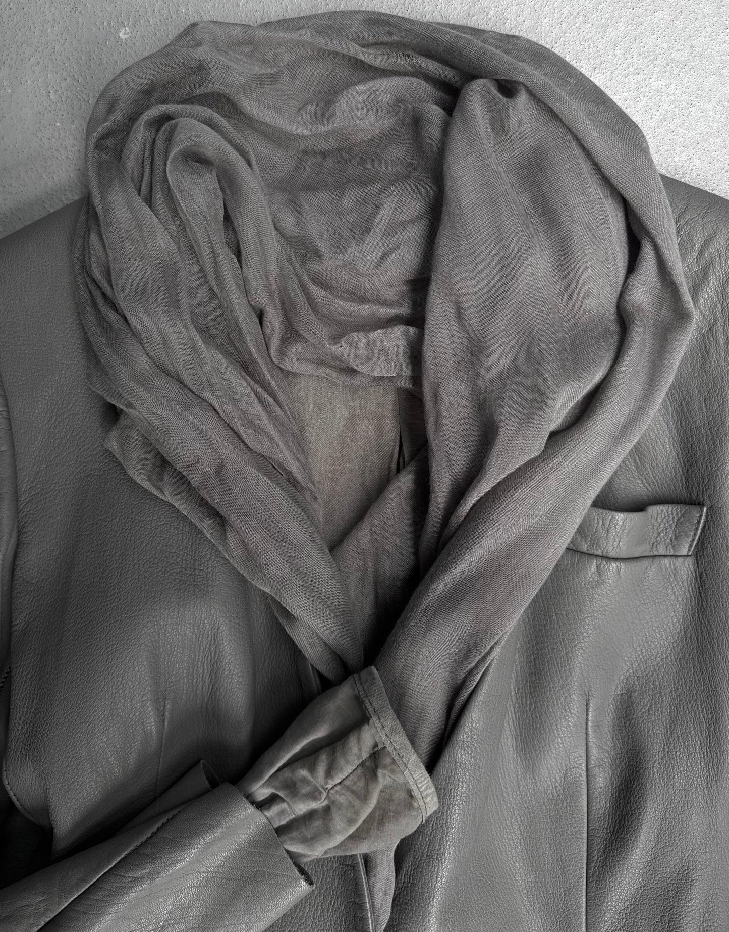 Isaac Sellam: “Experience” Attached Scarf Deerskin Leather Blazer