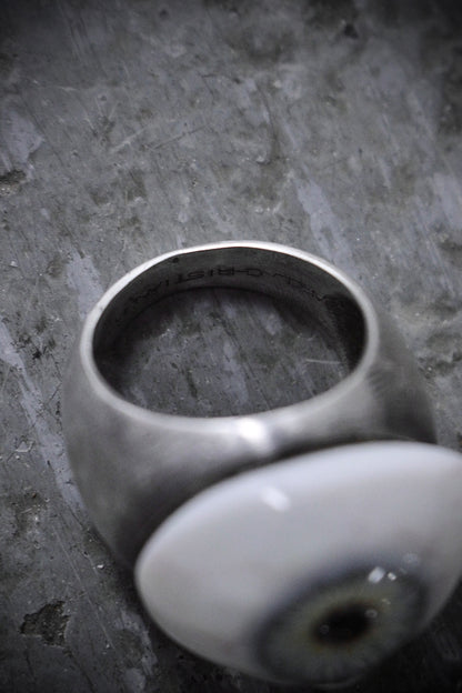Carol Christian Poell 'MM/2144' Green Prosthetic Eye Silver Ring detail | DRIEW GARMENTS