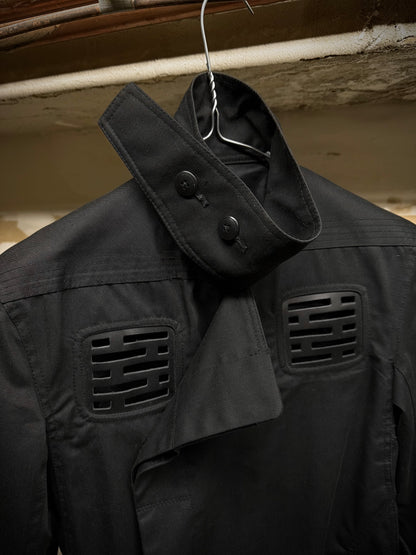 Rick Owens SS14 "VICIOUS" Faux Leather Cut-Out Cotton Trench Coat detail | DRIEW GARMENTS