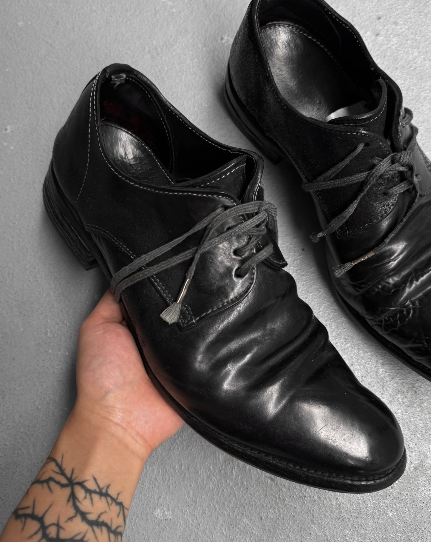 Carol Christian Poell ‘AM/2600 CUL-PTC’ Black Object-dyed Culatta Horse Leather Derbies