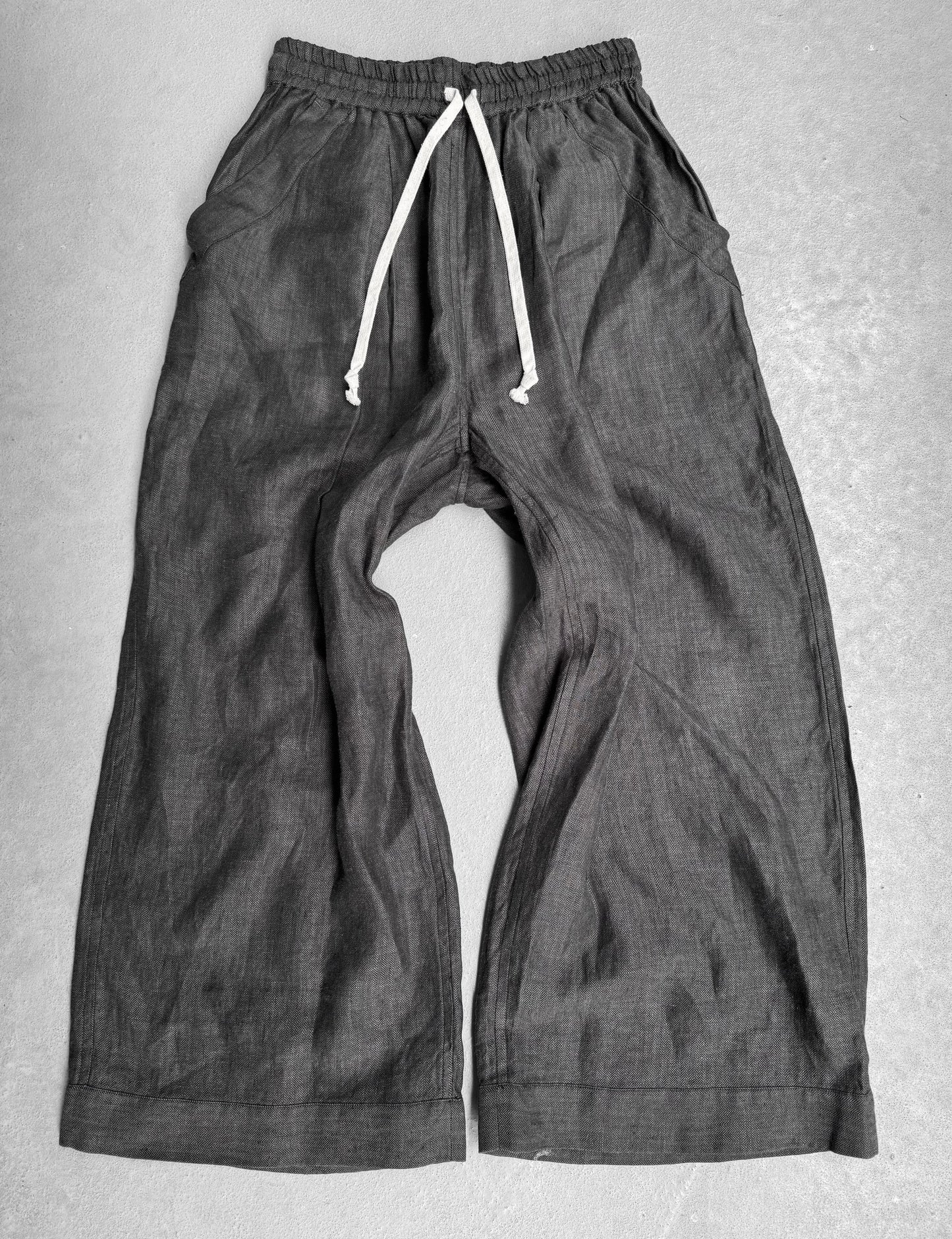 Jan-Jan Van Essche Grey O-Project Wide Leg Linen Pants