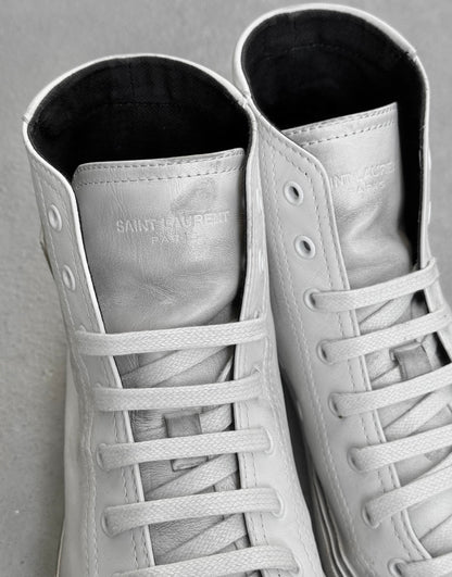 Saint Laurent Paris SS19 Bedford Distressed High Top Leather Sneakers