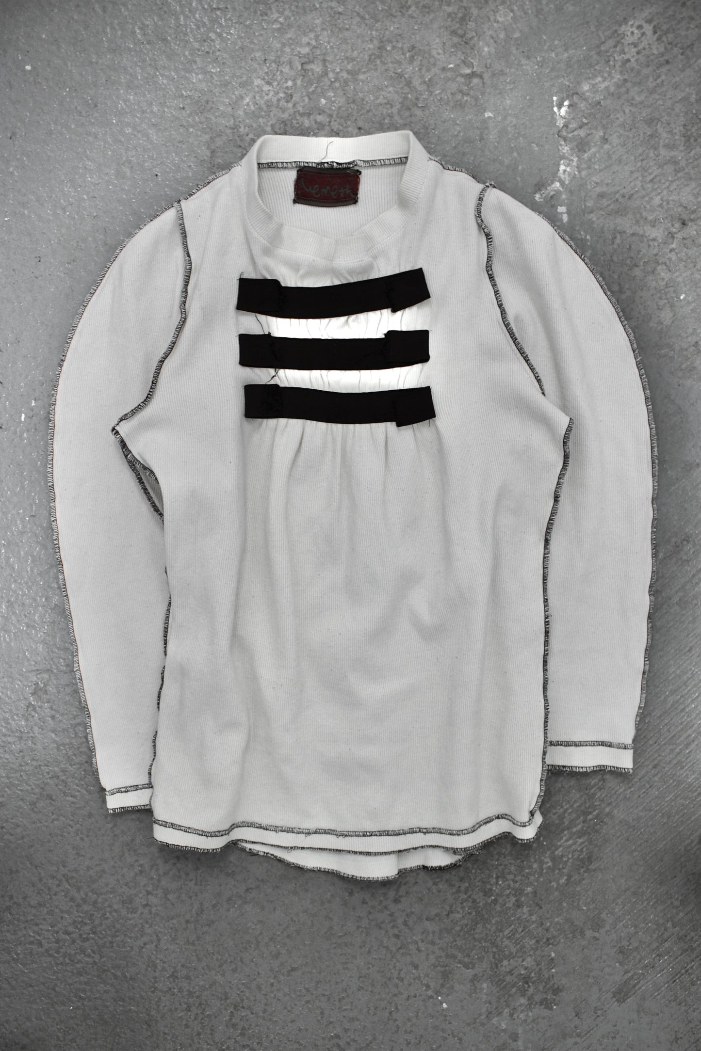 Christopher Nemeth Late 90s Exposed Overlock Stitch Ruched Rugby Cotton Long-sleeves | Archive Fashion Toronto