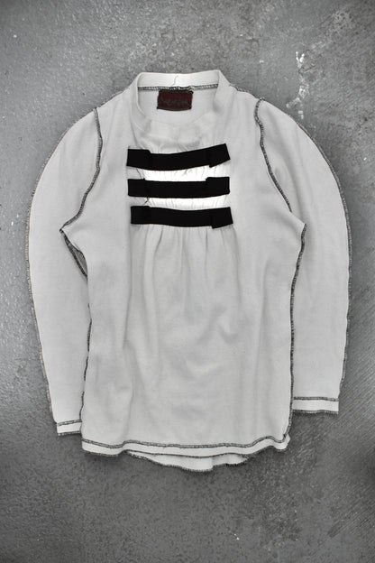 Christopher Nemeth Late 90s Exposed Overlock Stitch Ruched Rugby Cotton Long-sleeves | Archive Fashion Toronto