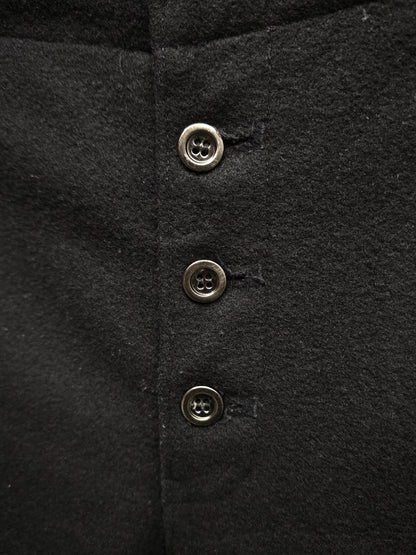 Isamu Katayama "BACKLASH" Blistered Sheepskin Trim Wool Bootcut Pants detail | DRIEW GARMENTS