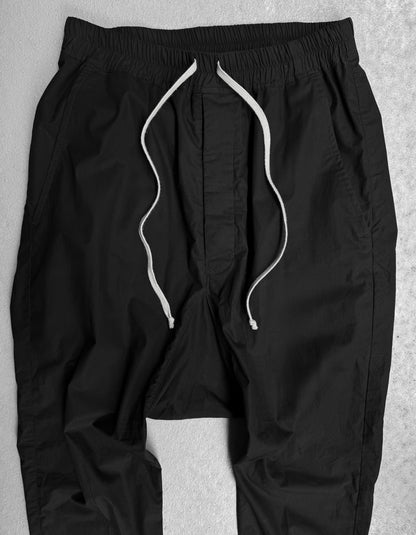Rick Owens SS24 “LIDO” Black Lightweight Drop-crotch Pants