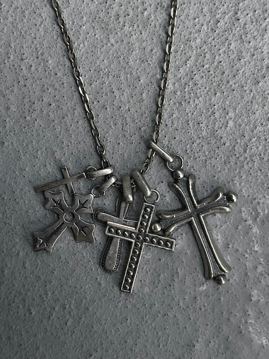 UNDERCOVER AW02 “Witches Cell Division” .925 Silver Multi-Cross Pendants Necklace