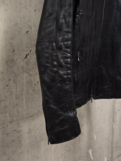 Julius_7 AW09 "7th Morning" Raglan Cow Leather Rider Jacket
