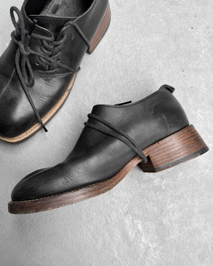 Koji Kuga Vintage 90s Square Toe Leather Lace-up Derbies