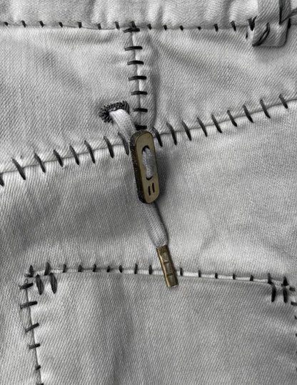 Boris Bidjan Saberi AW21 ‘P13-HS-TF’ Faded Light Grey Resin-Dyed Hand Stitch Denim