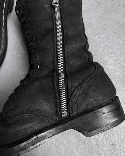 Rick Owens AW09 “CRUST” Blistered Lambskin Leather Lace-up Combat Boots