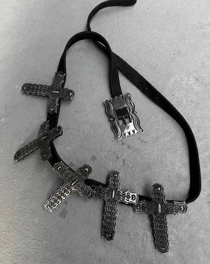 L.G.B. Early 00s Cross Relic Bison Leather Belt