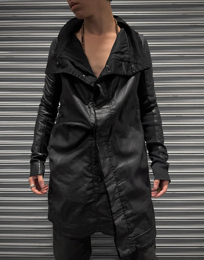 Rick Owens DRKSHDW AW13 "PLINTH" Leather Sleeve Waxed Exploder Jacket
