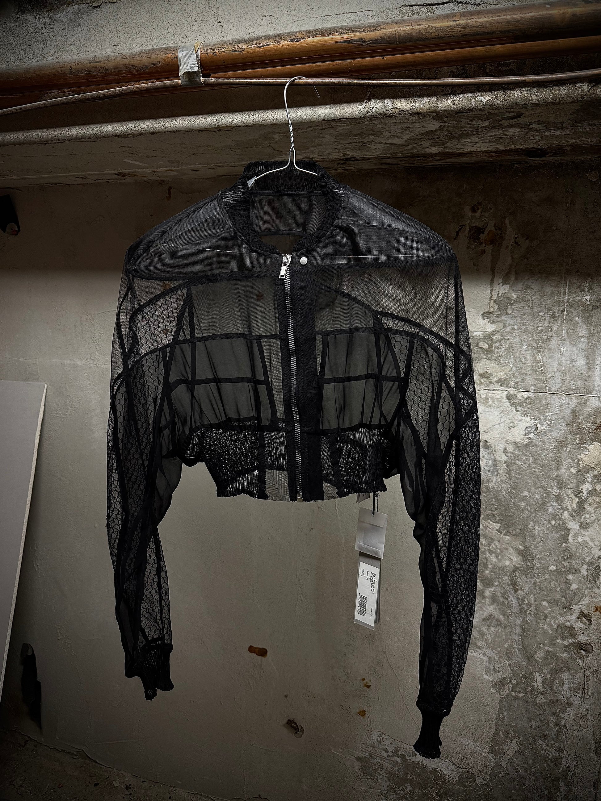 Rick Owens SS23 "EDFU" Silk-trimmed Sheer Collage Bomber Jacket | Archive Fashion Toronto