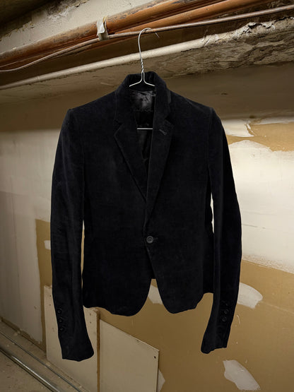 Rick Owens AW16 "MASTODON" Cotton Linen Single Button Velvet Blazer | Archive Fashion Toronto