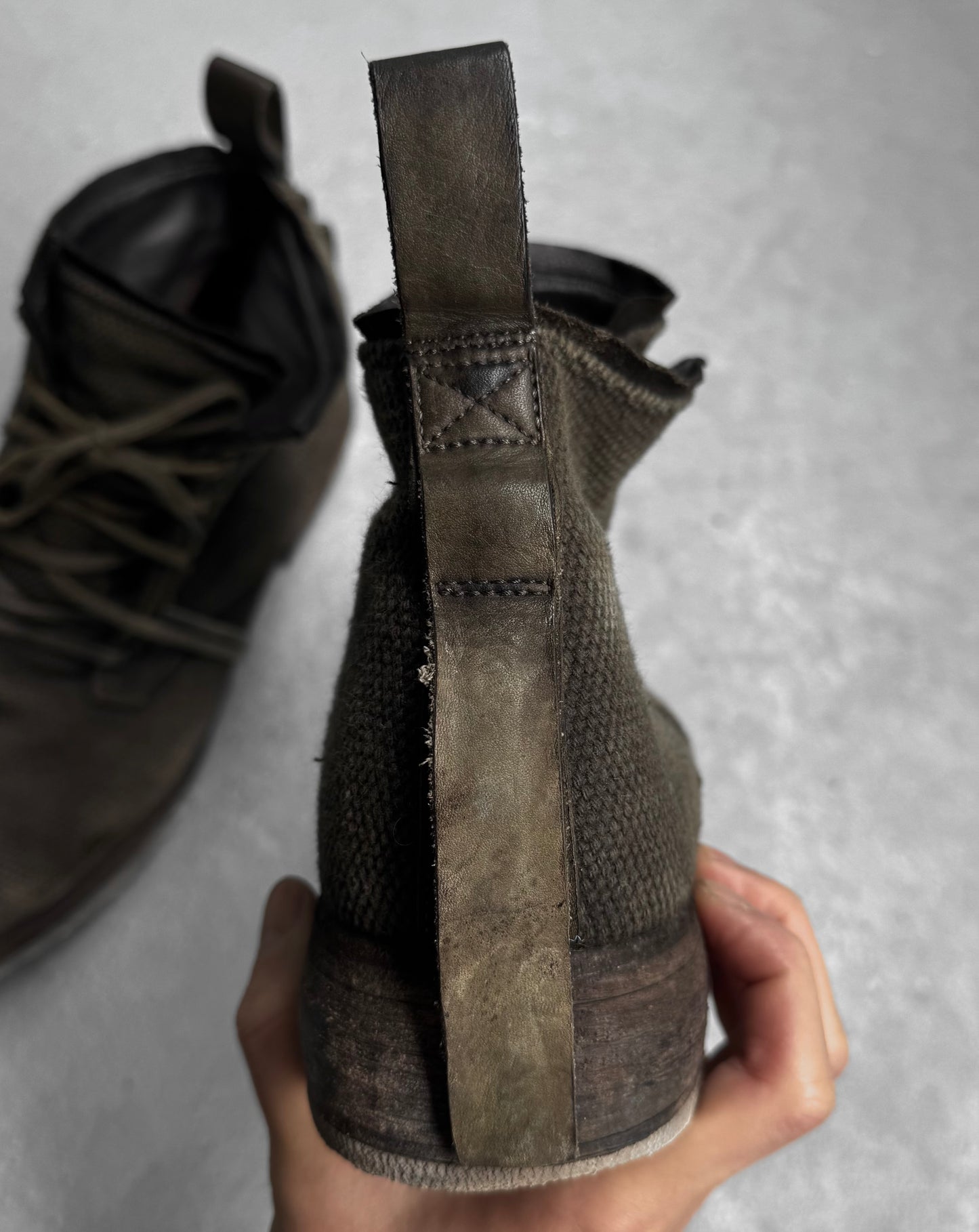 Boris Bidjan Saberi AW22 Object-dyed Canvas ‘BOOT4’ Ankle Hiking Boots