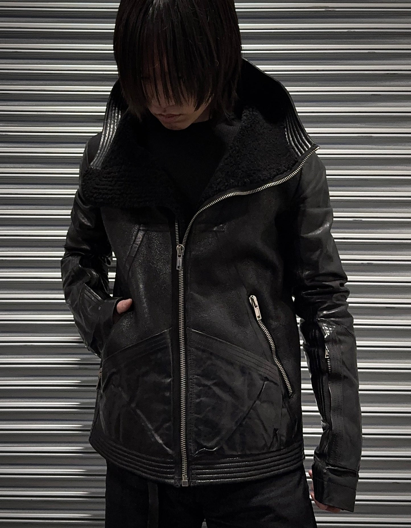 Rick Owens AW12 "MOUNTAIN" Lamb Leather Shearling Geo Jacket