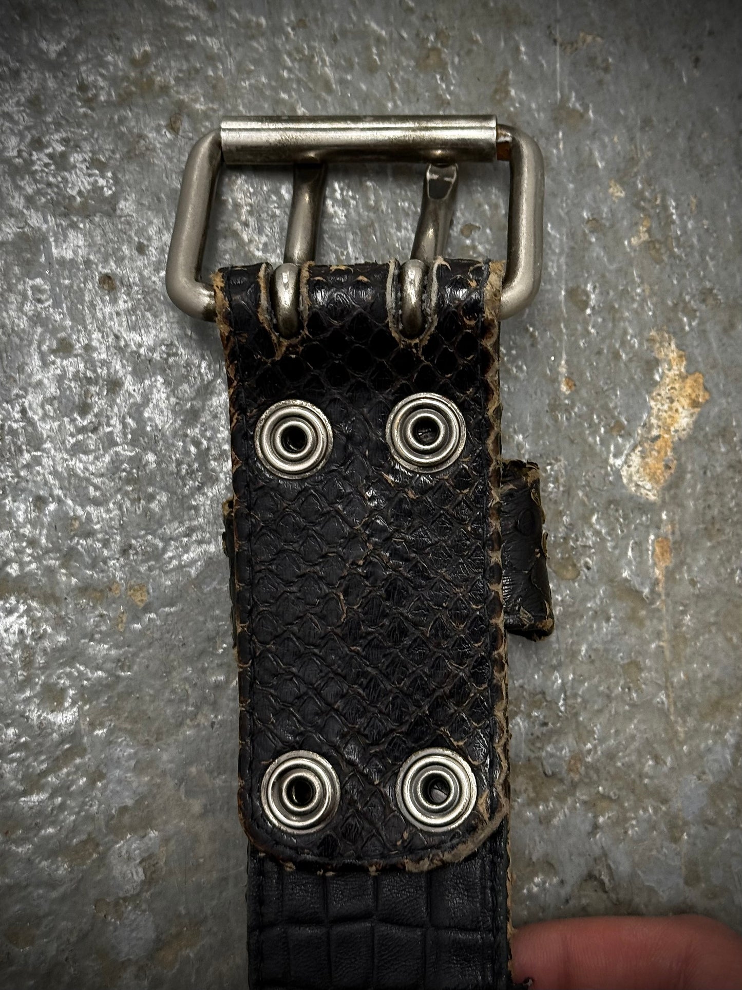 KMRii Early 00s Scar-stitch Honeycomb Leather Belt