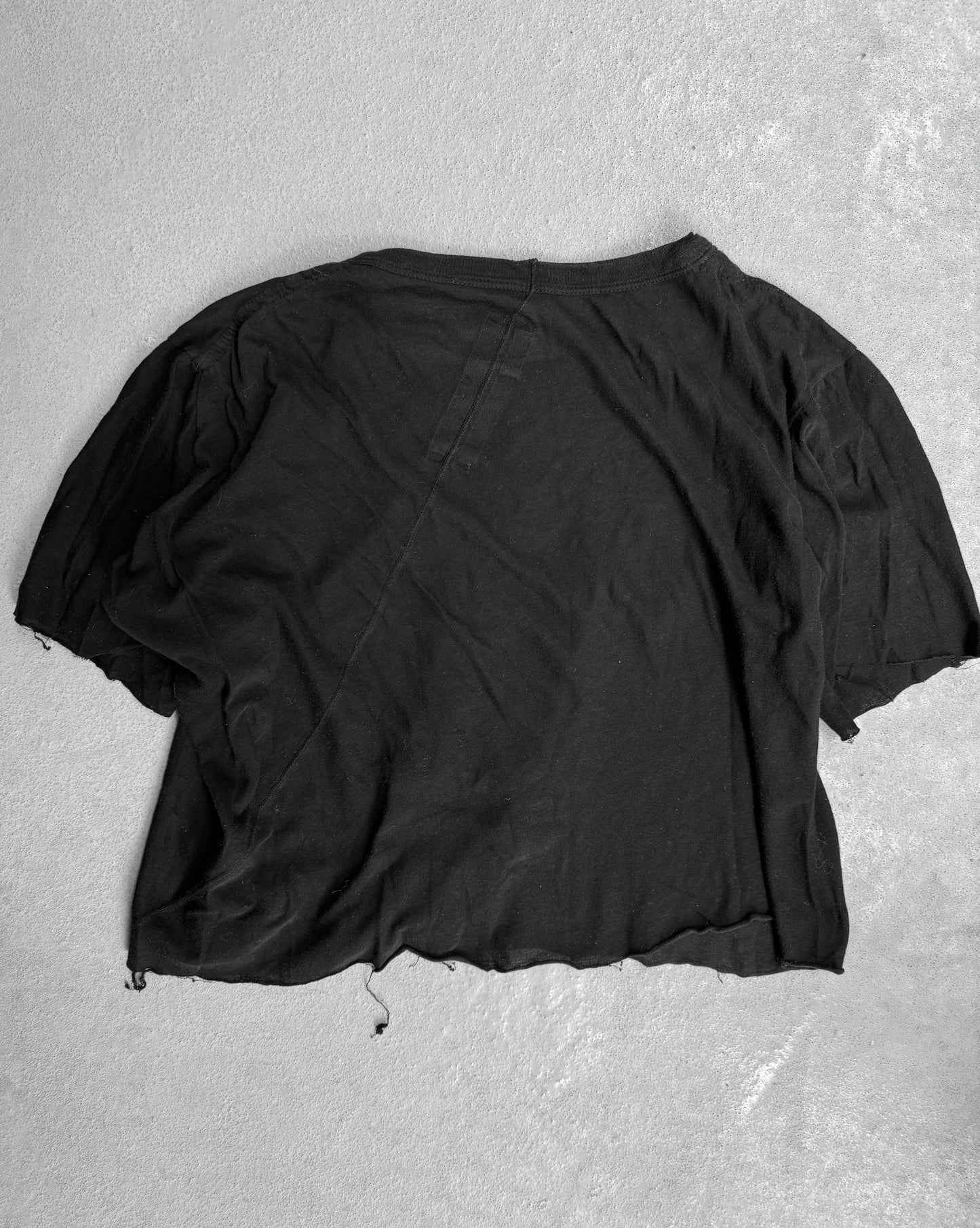 Rick Owens SS10 “RELEASE” Cropped Black Asymmetrical T-shirt
