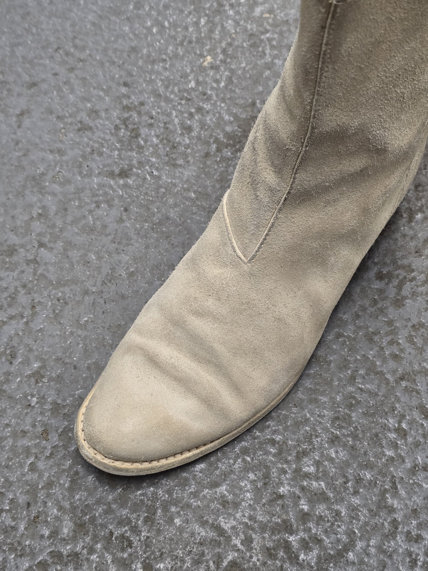 Carol Christian Poell AW05 "On Demand" Reverse Horse Leather Side Zip Boots detail | DRIEW GARMENTS