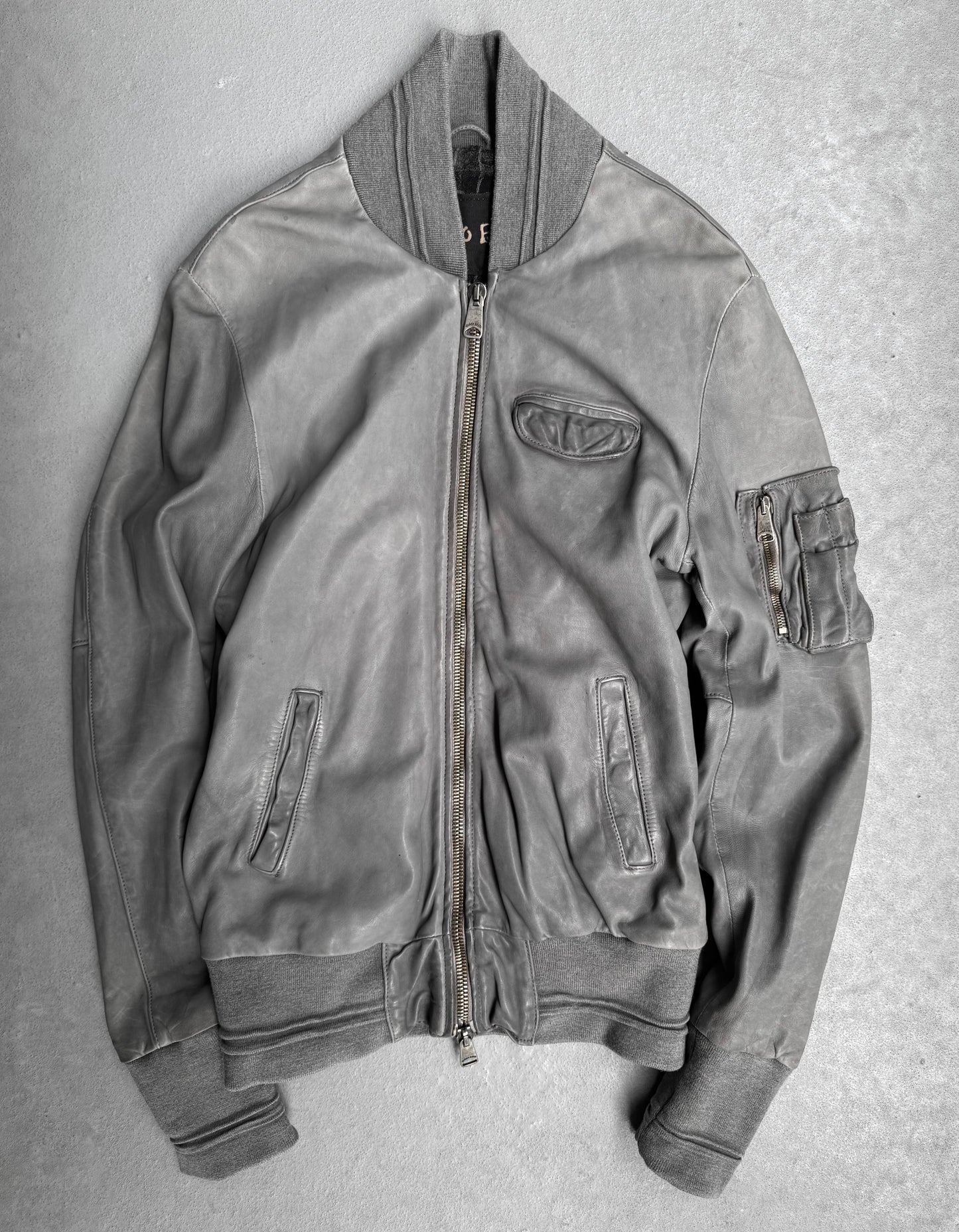 Giorgio Brato Early 00s Garment-dyed Sheepskin Leather Bomber Jacket