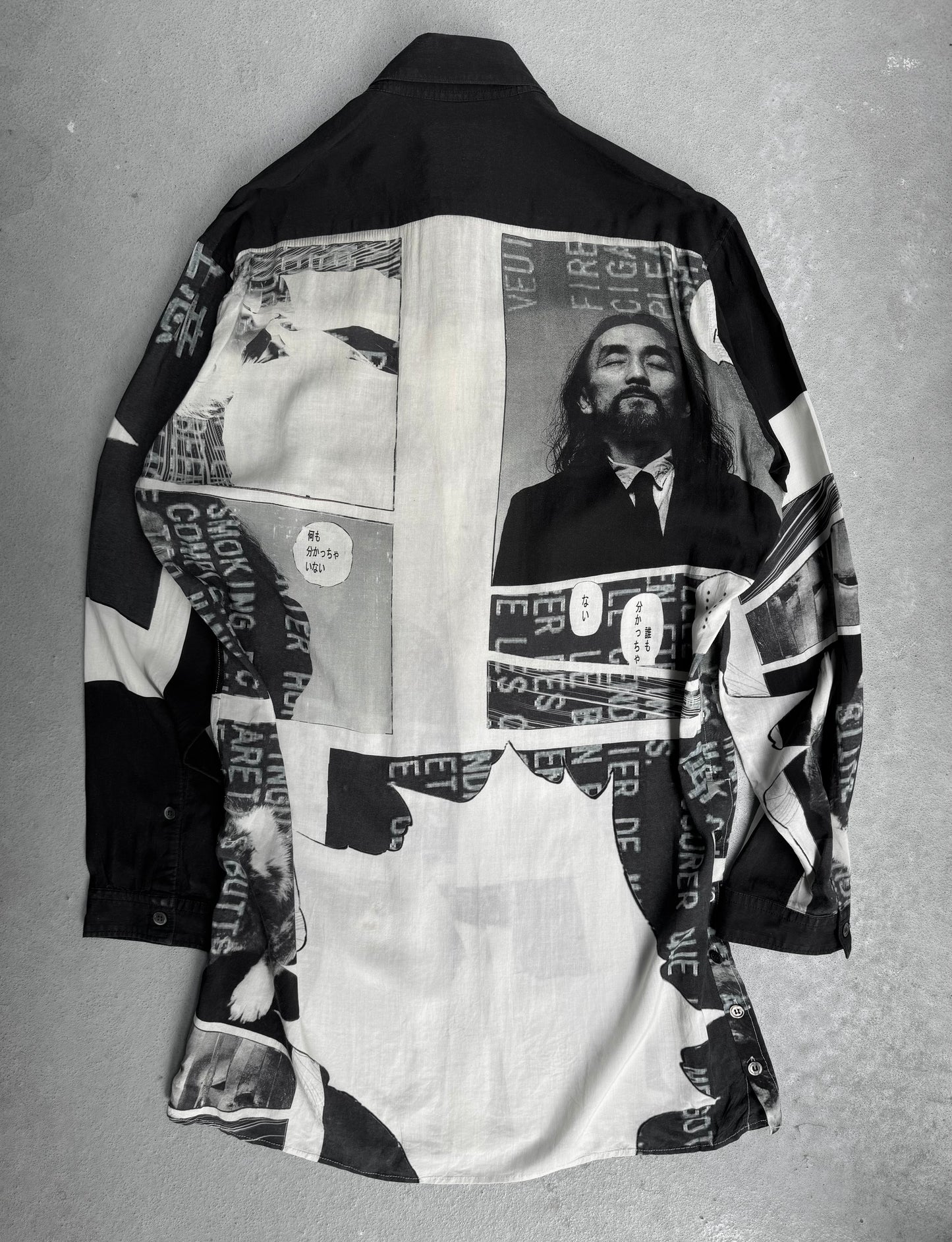 Yohji Yamamoto POUR HOMME BLACK Scandal AW18 Side Button Comic Print Long Shirt