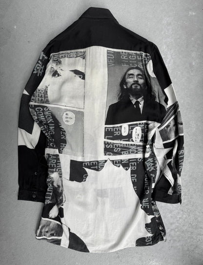 Yohji Yamamoto POUR HOMME BLACK Scandal AW18 Side Button Comic Print Long Shirt
