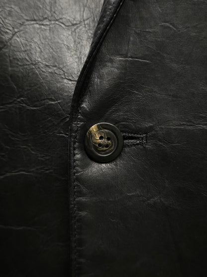 Rick Owens SS22 "FOGACHINE" Jumbo Tatlin Sleeveless Calf Leather Blazer detail | DRIEW GARMENTS