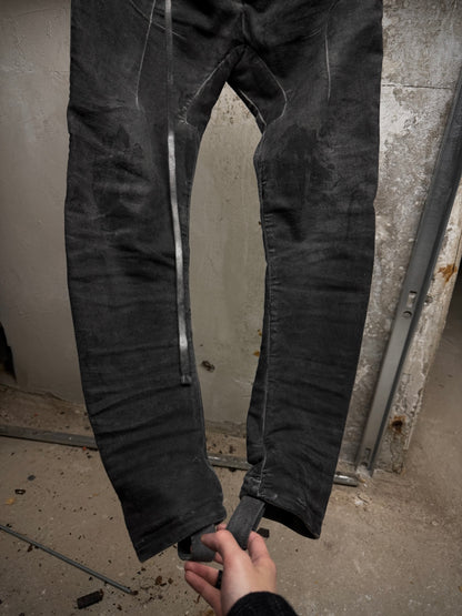 Boris Bidjan Saberi SS22 'WP13 FTS10001' Patina Grey Vinyl Processed Skinny Stretch Denim