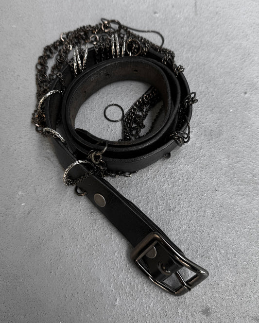 Hollywood Trading Company Pierced Multi-chains Leather Belt