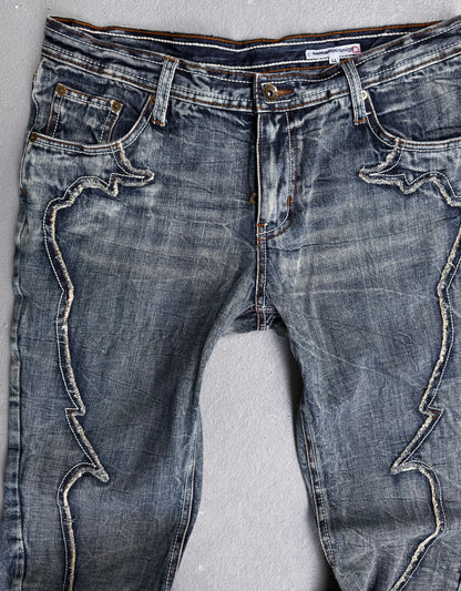 SemanticDesign Early 00s Slashed Bootcut Flare Denim