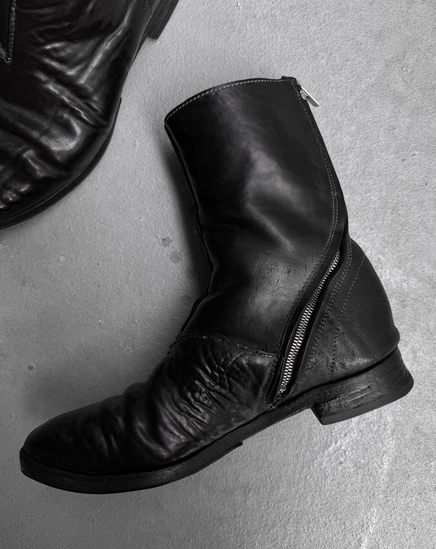 Carol Christian Poell ‘AM/2601 CUL-PTC’ Black Object-dyed Culatta Horse Leather Tornado Boots