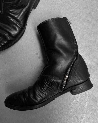 Carol Christian Poell ‘AM/2601 CUL-PTC’ Black Object-dyed Culatta Horse Leather Tornado Boots