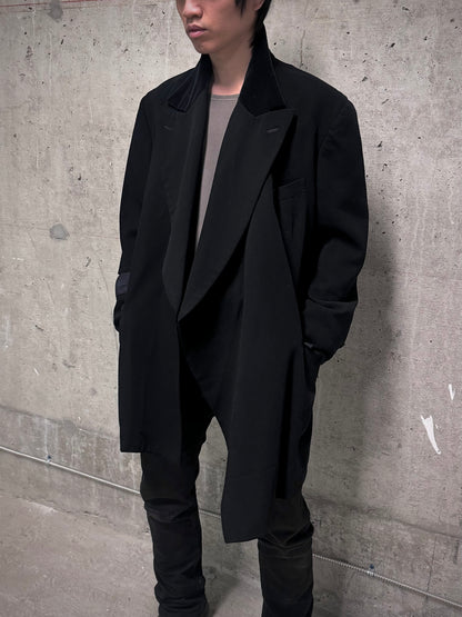 COMME des GARÇONS Late 80s 'Jean Paul Gaultier' Woven Tag Asymmetric Open-front Blazer
