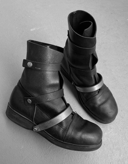 Dirk Bikkembergs SS96 Metal Straps Military Leather Boots