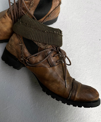 alfredoBANNISTER Early 00s Double-layered Foldable Leather Boots