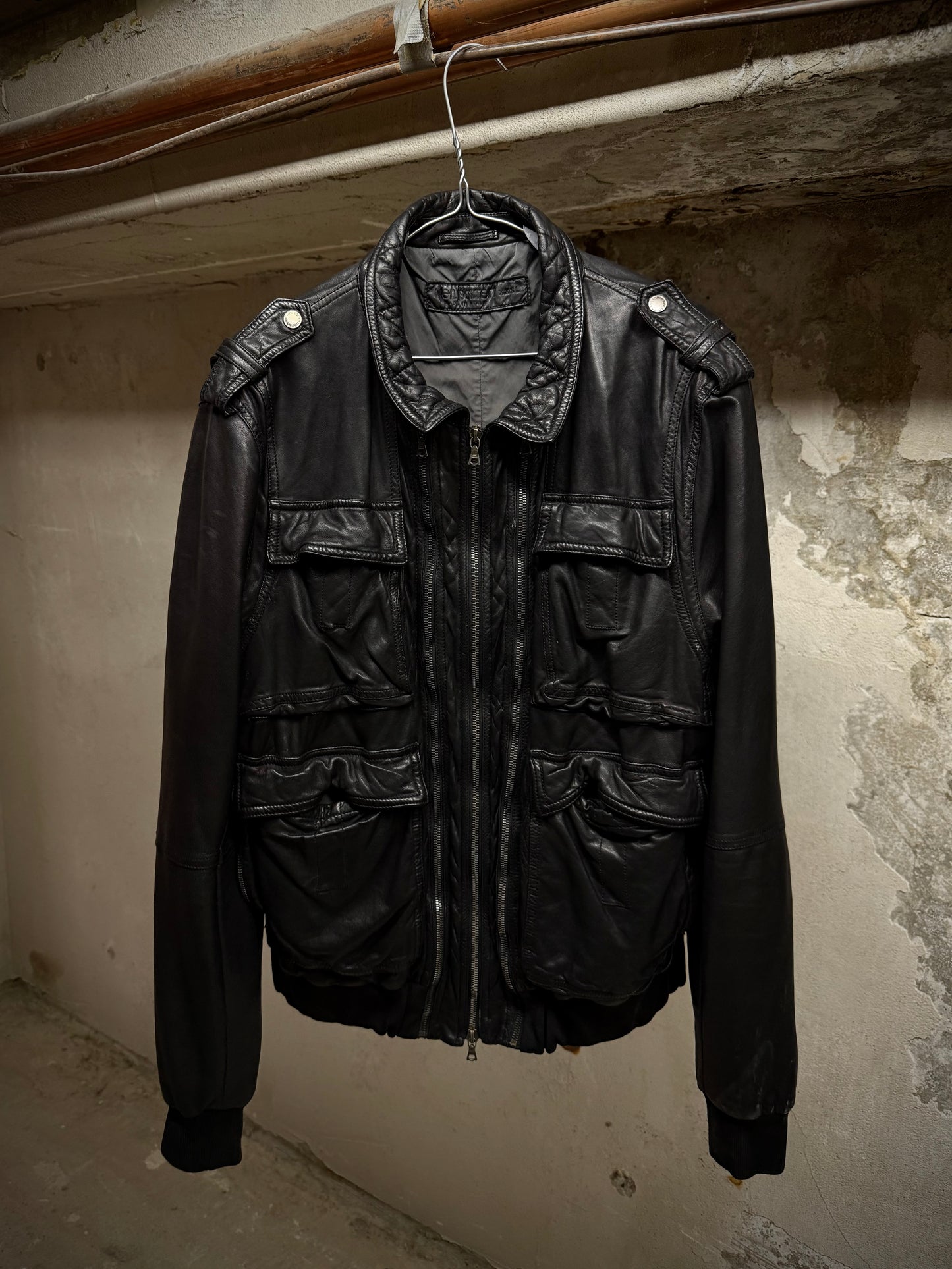 Neil Barrett Early 00s Multi Zip Goat Leather Field Jacket | Archive Fashion Toronto