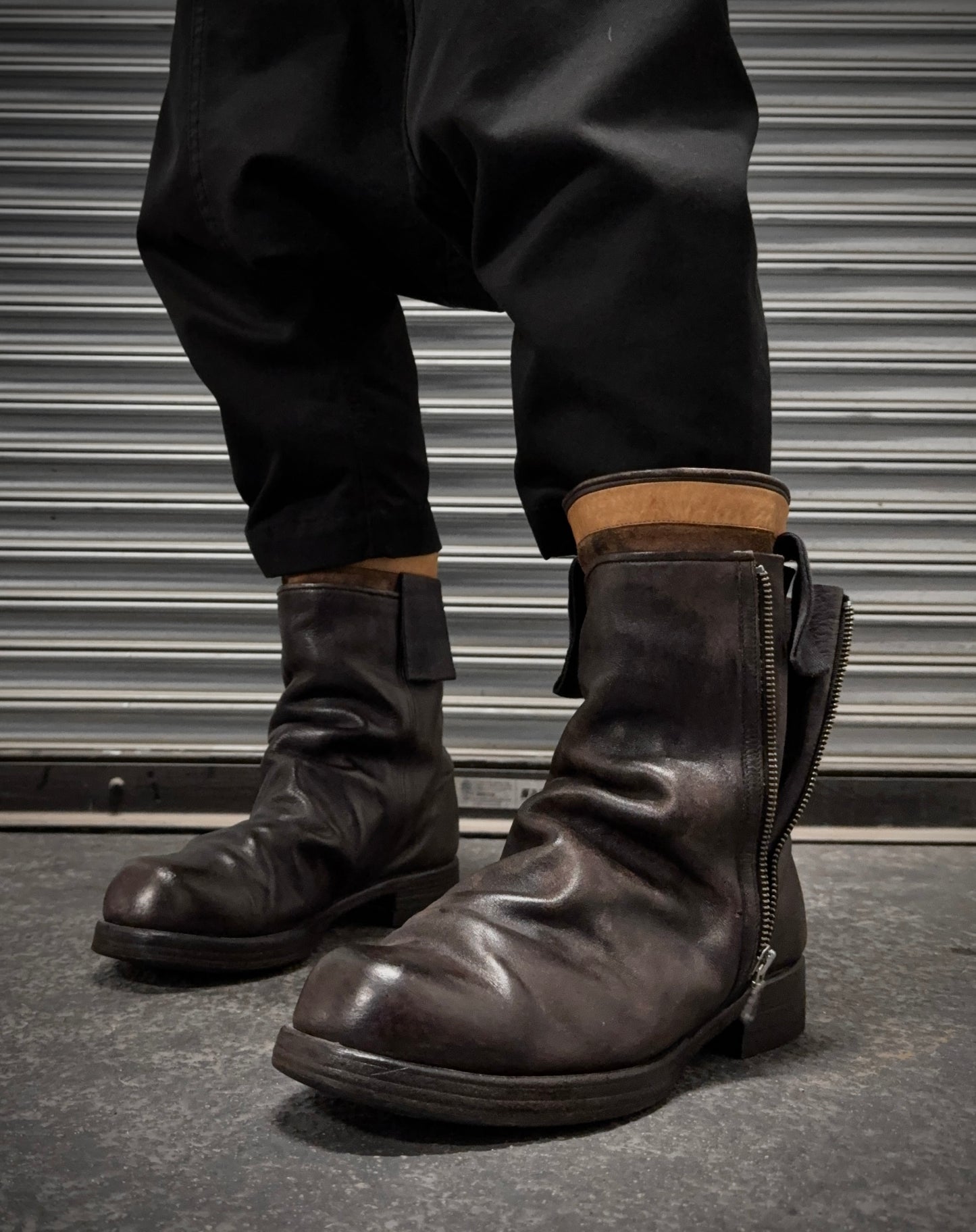 MiharaYasuhiro AW09 Brown Layered Leather Engineer Boots