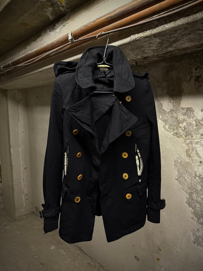 COMME des GARÇONS HOMME PLUS SS12 Cut-Out Poly Napoleon Trench Coat detail | DRIEW GARMENTS