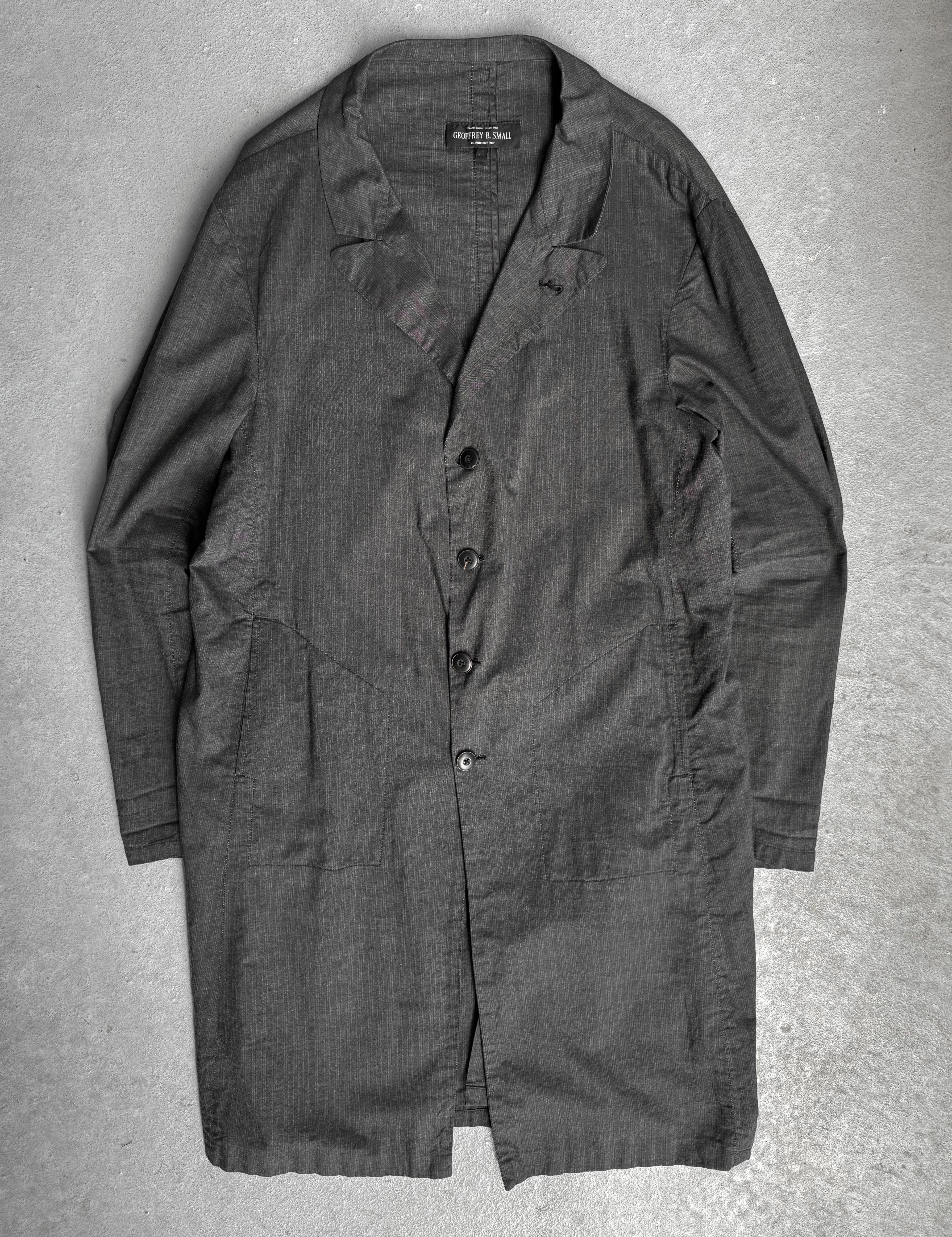 Geoffrey B. Small 1/1 Vertical Striped Unlined Long Coat – DRIEW