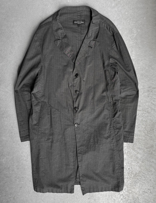 Geoffrey B. Small 1/1 Vertical Striped Unlined Long Coat