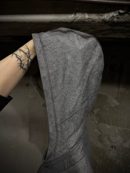 Carol Christian Poell AW97-98 Grey Hooded Zip-Up Denim Jacket detail | DRIEW GARMENTS