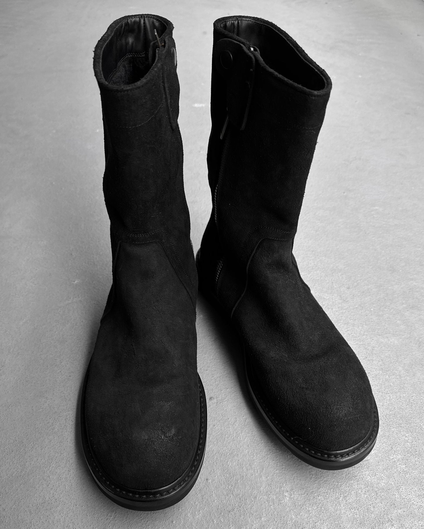 Rick Owens AW10 “GLEAM” Blistered Leather Shearling Creeper Boots