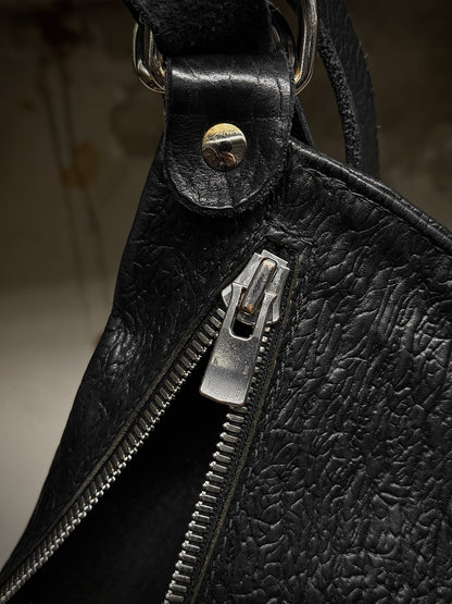 Guidi 'Q100' Black Bark Full-grain Horse Leather Sling Bag detail | DRIEW GARMENTS