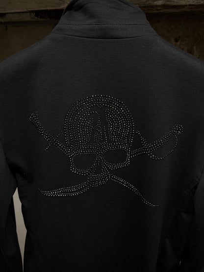 ABORDAGE Early 00s Rhinestone Skull Embellished Peak Lapel Blazer detail | DRIEW GARMENTS