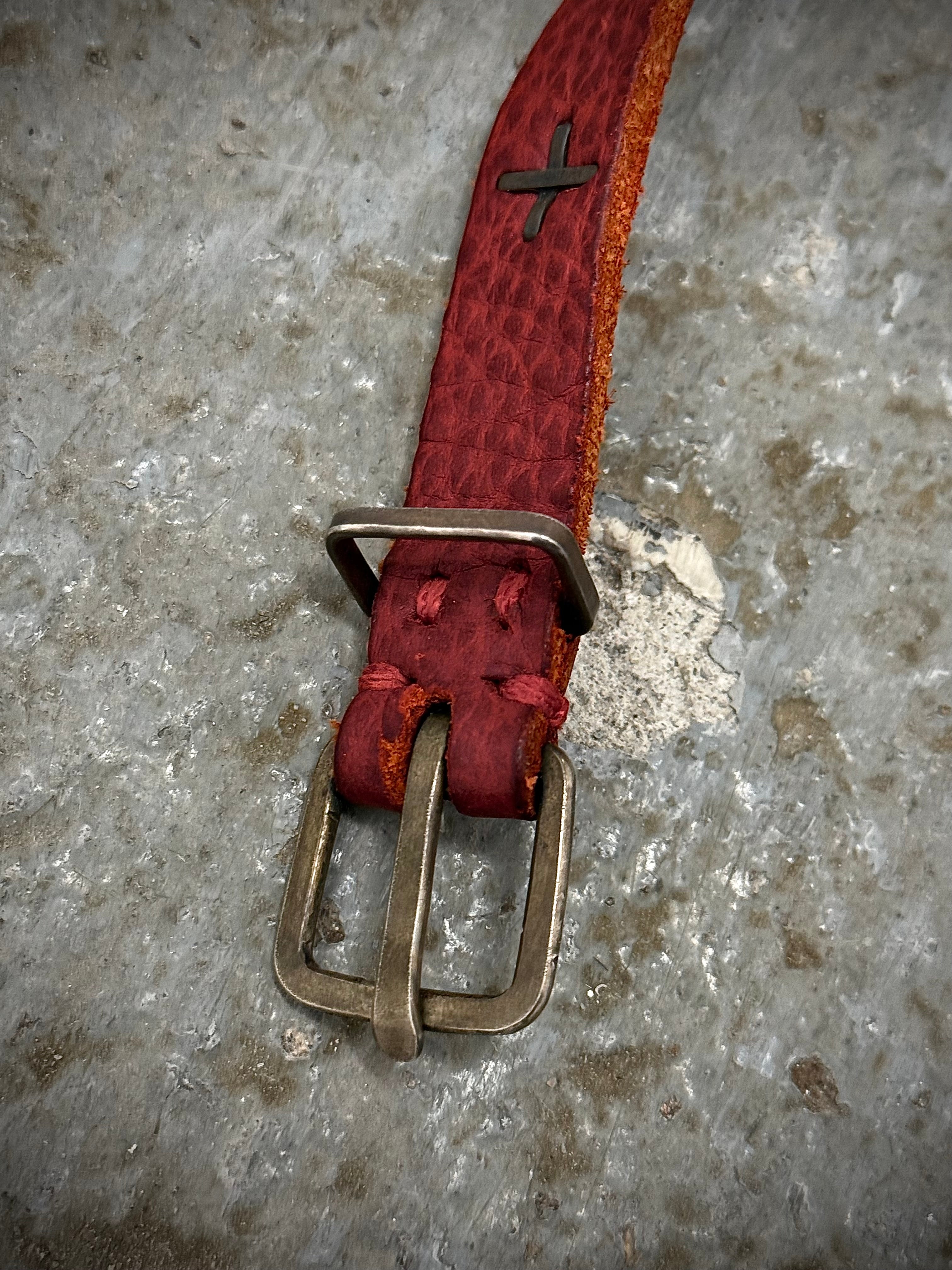m.a+ Silver Cross Bison Leather Wristband | Toronto – DRIEW