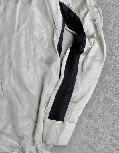 Ann Demeulemeester 2010s Striped Side-Seam Ivory Satin Shirt