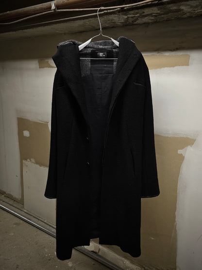 Lost and Found Ria Dunn Lost & Found by Ria Dunn 2010s Removable Hooded Boiled Wool Crepe Coat detail | DRIEW GARMENTS