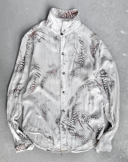 14thAddiction Early 00s Feather Print Button-up Shirt