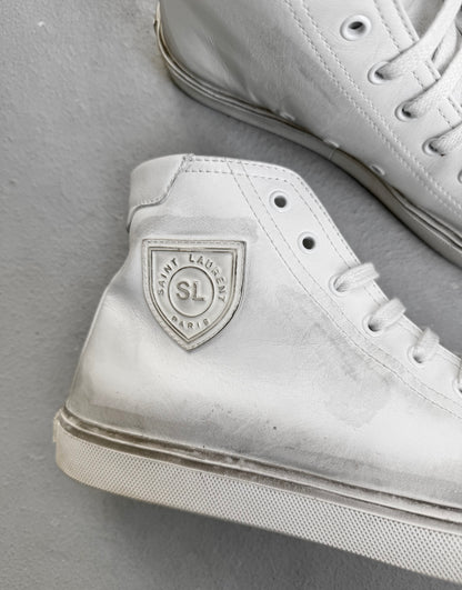 Saint Laurent Paris SS19 Bedford Distressed High Top Leather Sneakers
